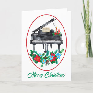 Vatercolor Piano Music Teacher jul Helgkort