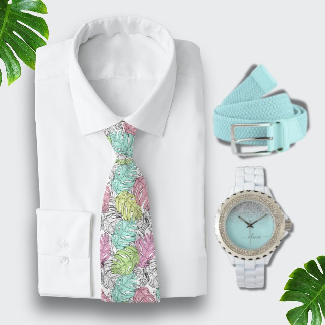 Vatercolor Turcos Hawaiian Aqua Blue Monstera Slips (Skapare uppladdad)