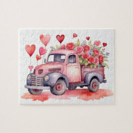 Vatercolor Valentines älskling Lastbil Pussel