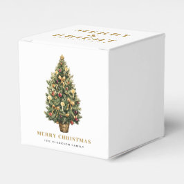 Vatercolor Vintage jul jul Träd Guld jul jul Presentaskar