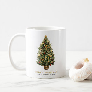 Vatercolor Vintage jul Träd God jul Kaffemugg