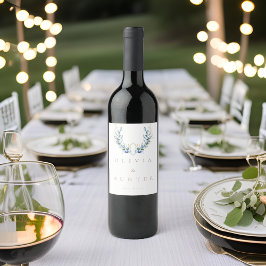 Vaterfärg Modern Olive Gren Bröllop Vinflaska Etikett