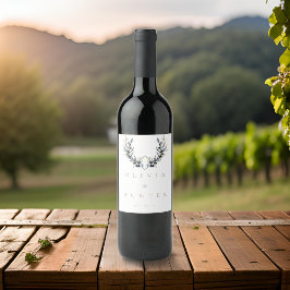 Vaterfärg Modern Olive Gren Bröllop Vinflaska Etikett