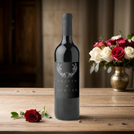 Vaterfärg Modern Olive Gren Bröllop Vinflaska Etikett