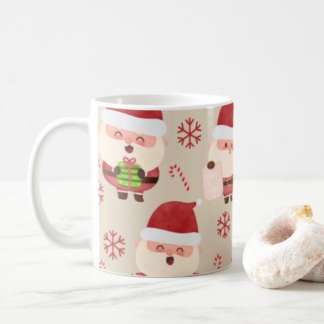 Vaterfärg Santa Snowflake Candy cane jul Kaffemugg (Med munk)