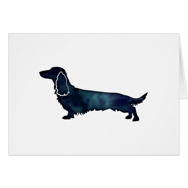 Vaterfärgkort för långfärgad Dachshund Silhouette Hälsningskort (Framsidan Horizontal)
