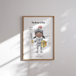 Vaterfärgsbrun hudflicka Guds pansar Poster
