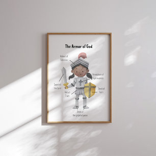 Vaterfärgsbrun hudflicka Guds pansar Poster