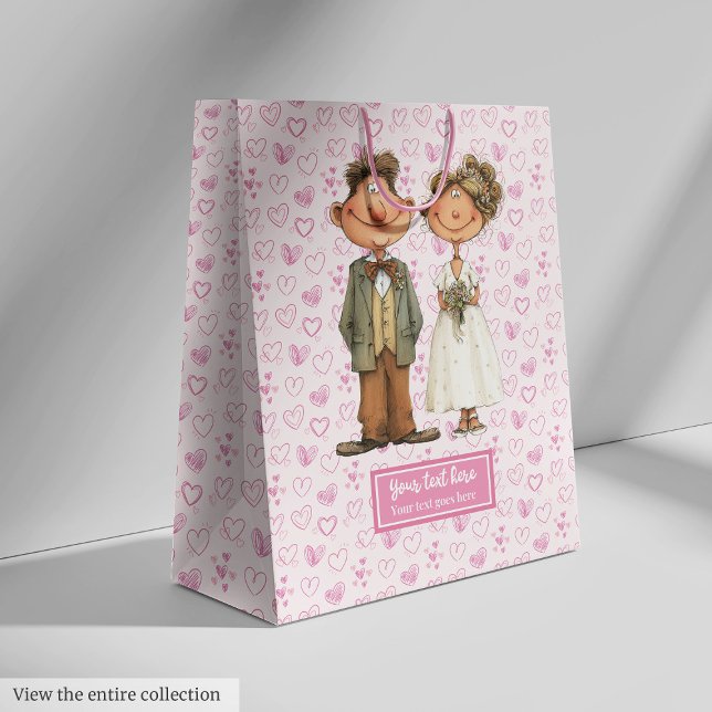 Vaterfärgsnylweers presentsäck för bröllop (Watercolor newlyweds gift bag for wedding)