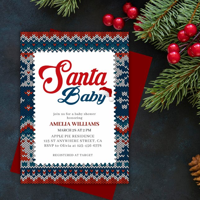 Vaterfärgssöt rött barn i Santa baby-babydusch Inbjudningar (Skapare uppladdad)