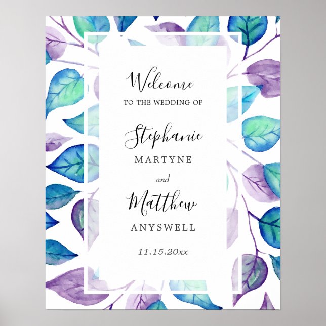 Vaterfärturkos Lila Löv Foliage Bröllop Poster (Framsidan)