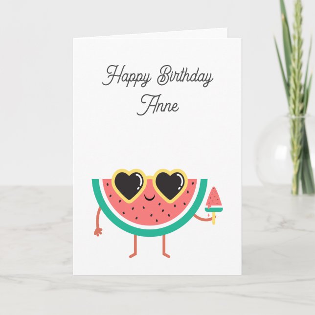 Vatermelon Birthday Card Tack Kort (Framsida)