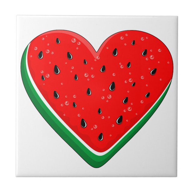 Vatermelon Heart Alla hjärtans dag Fria Palestina Kakelplatta (Framsidan)