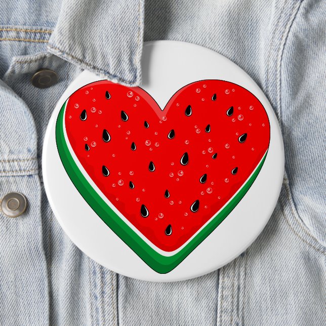Vatermelon Heart Alla hjärtans dag Fria Palestina Knapp (In Situ)