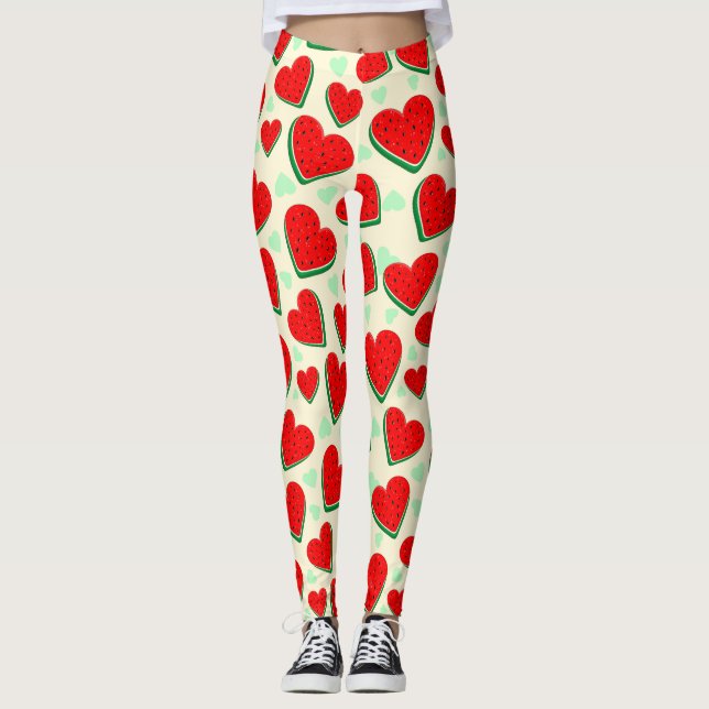 Vatermelon Heart Alla hjärtans dag Fria Palestina Leggings (Framsida)