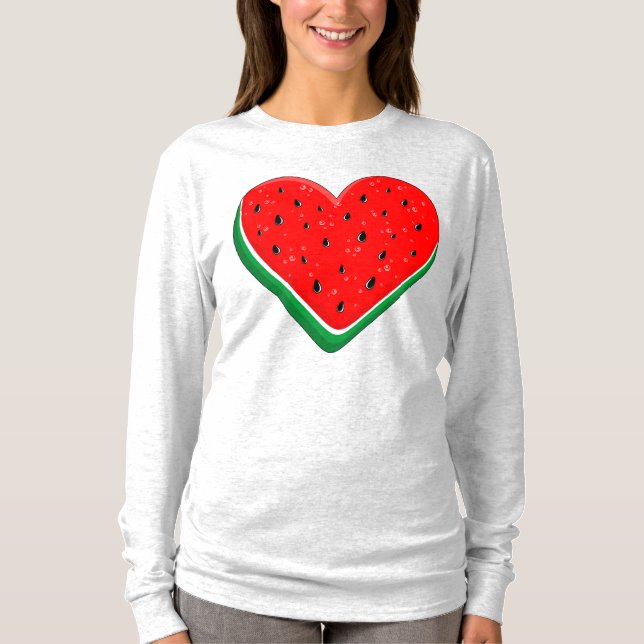 Vatermelon Heart Alla hjärtans dag Fria Palestina T Shirt (Framsida)