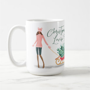 Vaterolor jul Lovin' Girl Pulling Sleigh Kaffemugg