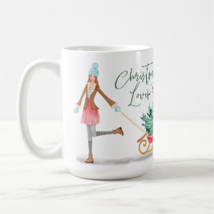 Vaterolor jul Lovin' Girl Pulling Sleigh Kaffemugg