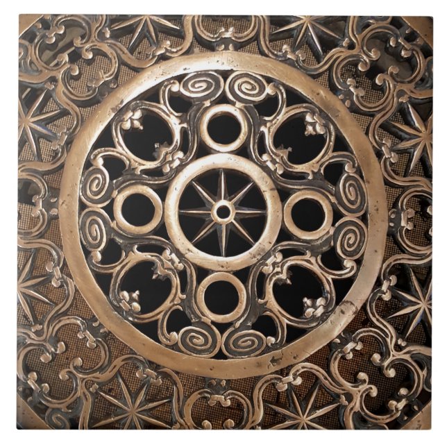 Vatican brons forntida metall mystisk steampunk kakelplatta (Framsidan)