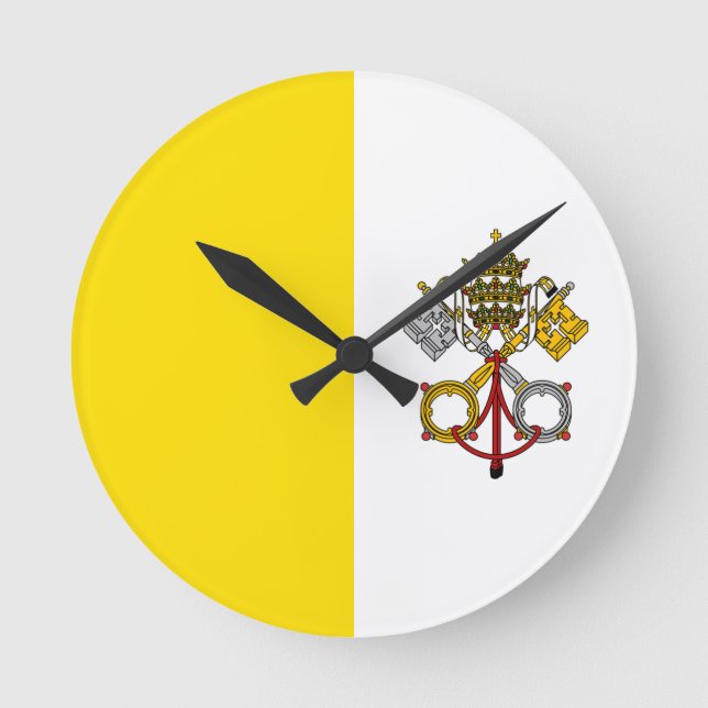Vatican City Flagga Rund Klocka (Framsida)