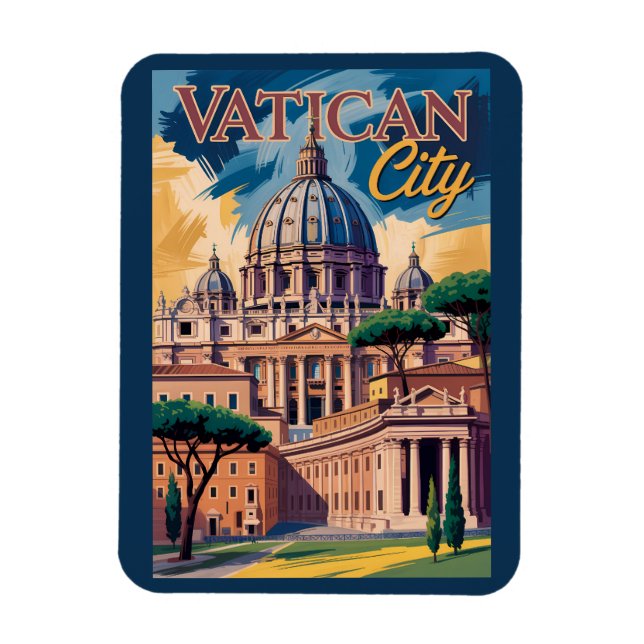 Vatican City Konstnärlig Illustration Resa Konst Magnet (Vertikal)
