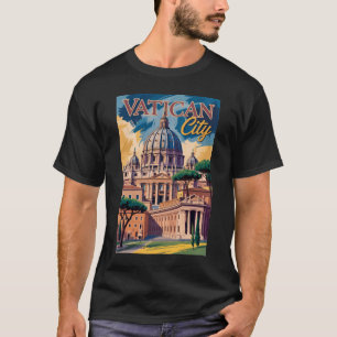 Vatican City Målerisk Illustration Resa Konst T Shirt
