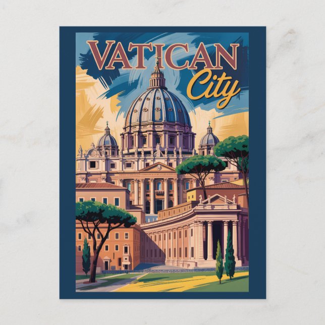 Vatican City Målerisk Illustration Resa Konst Vykort (Framsida)