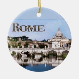 Vatican City som ses från Tiber flodtext ROME Julgransprydnad Keramik