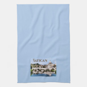 Vatican City som ses från Tiber flodtext VATICA Kökshandduk