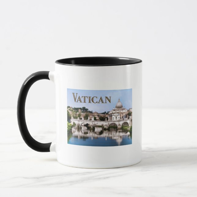 Vatican City som ses från Tiber flodtext   VATICAN Mugg (Vänster)