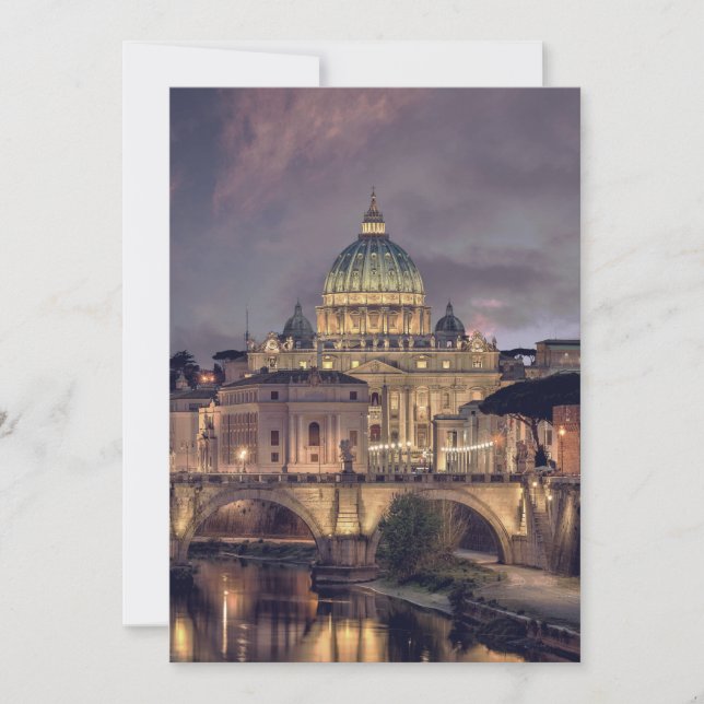 Vatican night sky destination wedding Rome Italy Inbjudningar (Framsida)