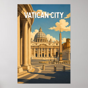 Vaticanstaten S:t Peters torg Illustration Resa Poster