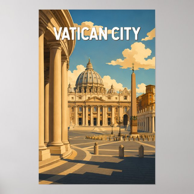 Vaticanstaten S:t Peters torg Illustration Resa Poster (Framsidan)