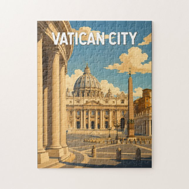 Vaticanstaten S:t Peters torg Illustration Resa Pussel (Vertikal)