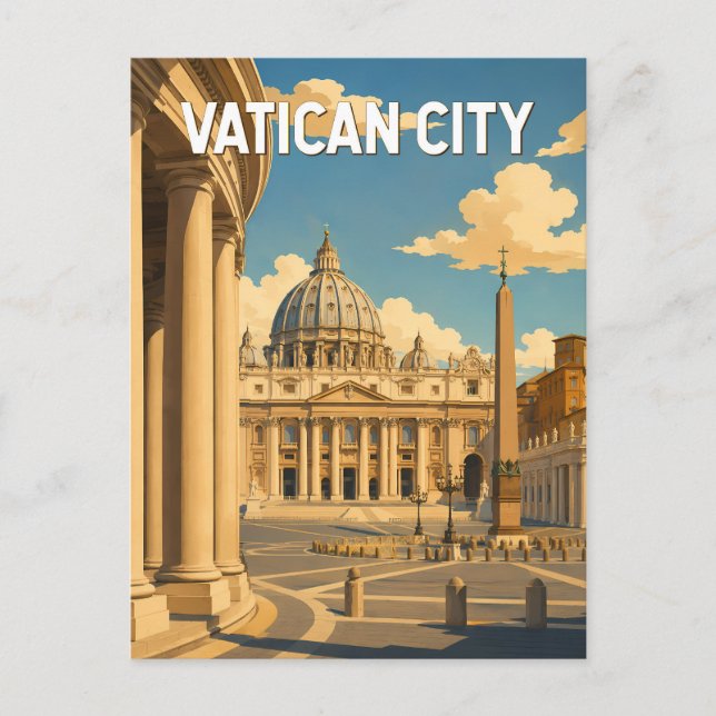 Vaticanstaten S:t Peters torg Illustration Resa Vykort (Framsida)