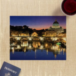 Vatikanbron St Peter's Cathedral Roma Italien Pussel<br><div class="desc">Vackert,  reflekterande foto av Vatikanbron i Änglar i Rom och St Peter's Cathedral på höger i Rom Italien i gryningen. Digitalt förbättrad foto.</div>