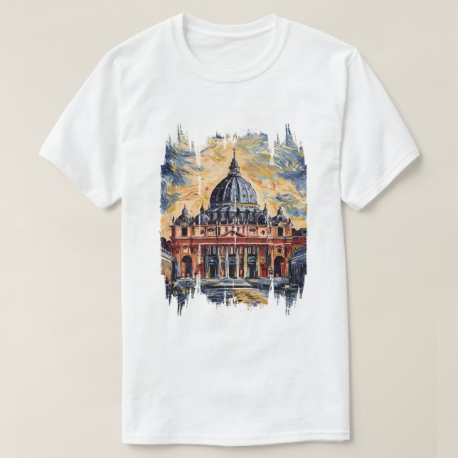 Vatikankatedralen St. Peter's Basilica-målning T Shirt (Design framsida)