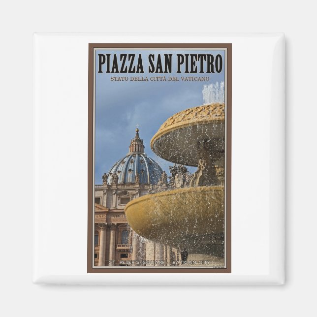 Vatikanstaten - St Peters Square Fontän Magnet (Framsidan)