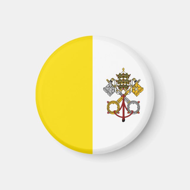 Vatikanstatens flaggemblem rund magnet (Framsidan)