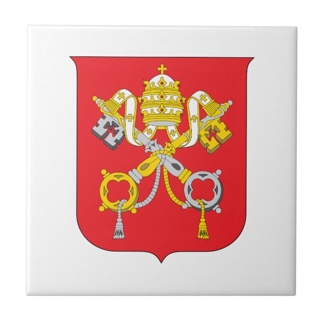 Vatikanstatens vapensköldssymbol emblem flagga kakelplatta (Framsidan)