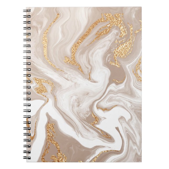 Vätmarmor i Beige, guld konst. Anteckningsbok (Framsidan)