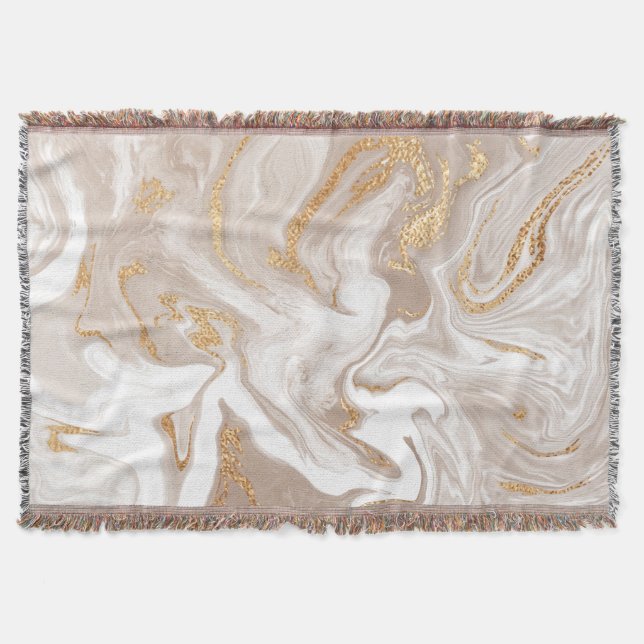 Vätmarmor i Beige, guld konst. Filt (Framsidan)