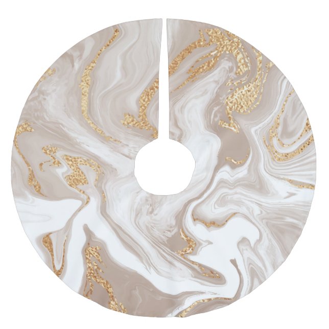 Vätmarmor i Beige, guld konst. Julgransmatta Borstad Polyester (Framsidan)