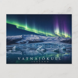 Vatnajökull glaciär iskappe Island Aurora Vykort