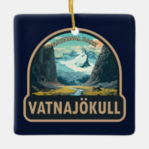 Vatnajokull National Park Island Travel Vintage Julgransprydnad Keramik