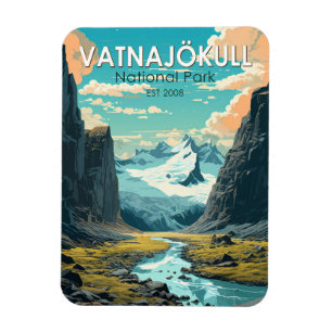 Vatnajokull National Park Island Travel Vintage Magnet