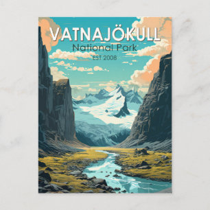 Vatnajokull National Park Island Travel Vintage Vykort