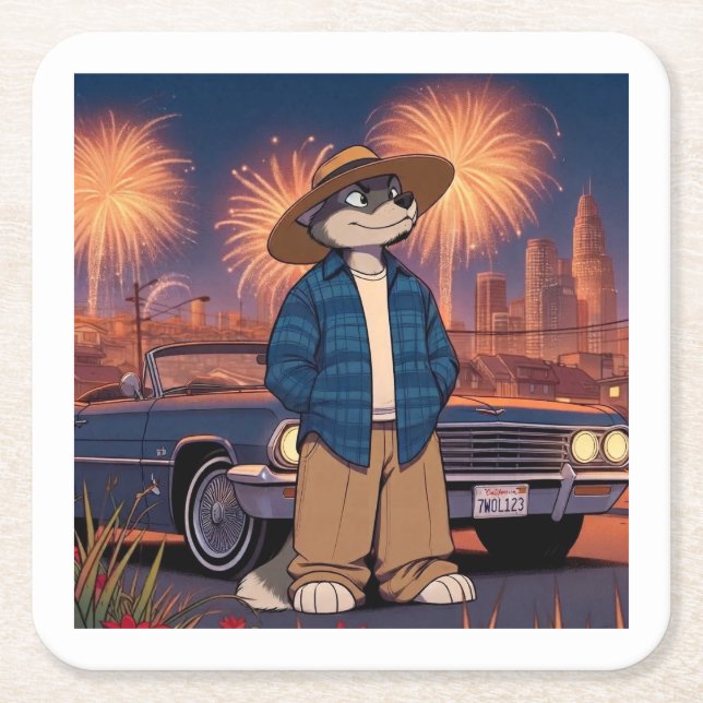Vato Lobo den 4 juli    Underlägg Papper Kvadrat (Framsidan)