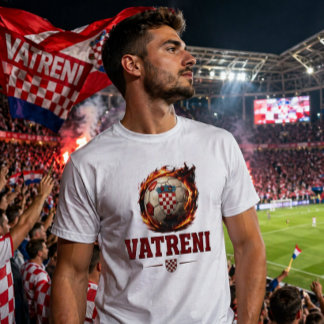 Vatreni Kroatien Fotboll Eld Fan Design T Shirt