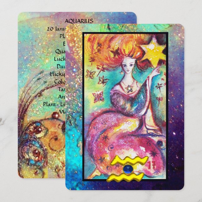 VATRIUS, STAR TAROT ASTROLOGY ZODIAC BIRTHDAY KORT (Fram/baksida)